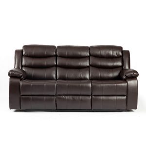 Turin Recliner Leather Aire 3 Seater Brown