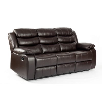 Turin Recliner Leather Aire 3 Seater Brown - Image 2