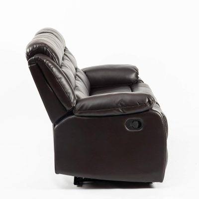 Turin Recliner Leather Aire 3 Seater Brown - Image 4