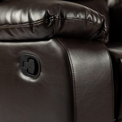Turin Recliner Leather Aire 3 Seater Brown - Image 5