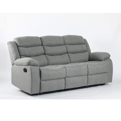 Turin Recliner Fabric 3 Seater Grey Light - Image 2