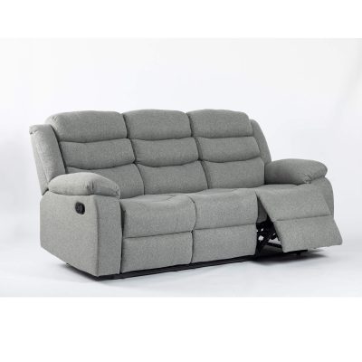 Turin Recliner Fabric 3 Seater Grey Light - Image 3