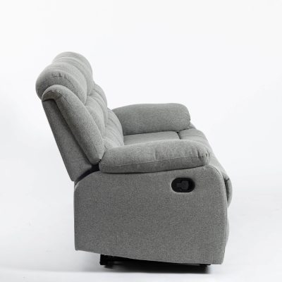 Turin Recliner Fabric 3 Seater Grey Light - Image 4