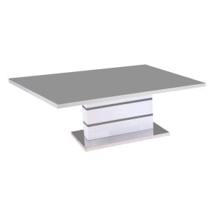 Aldridge High Gloss Coffee Table White with Grey Glass Top