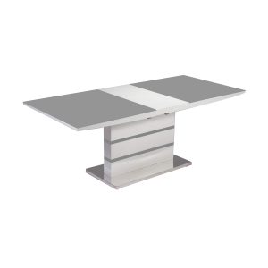 Aldridge High Gloss Ext Dining Table White with Grey Glass Top