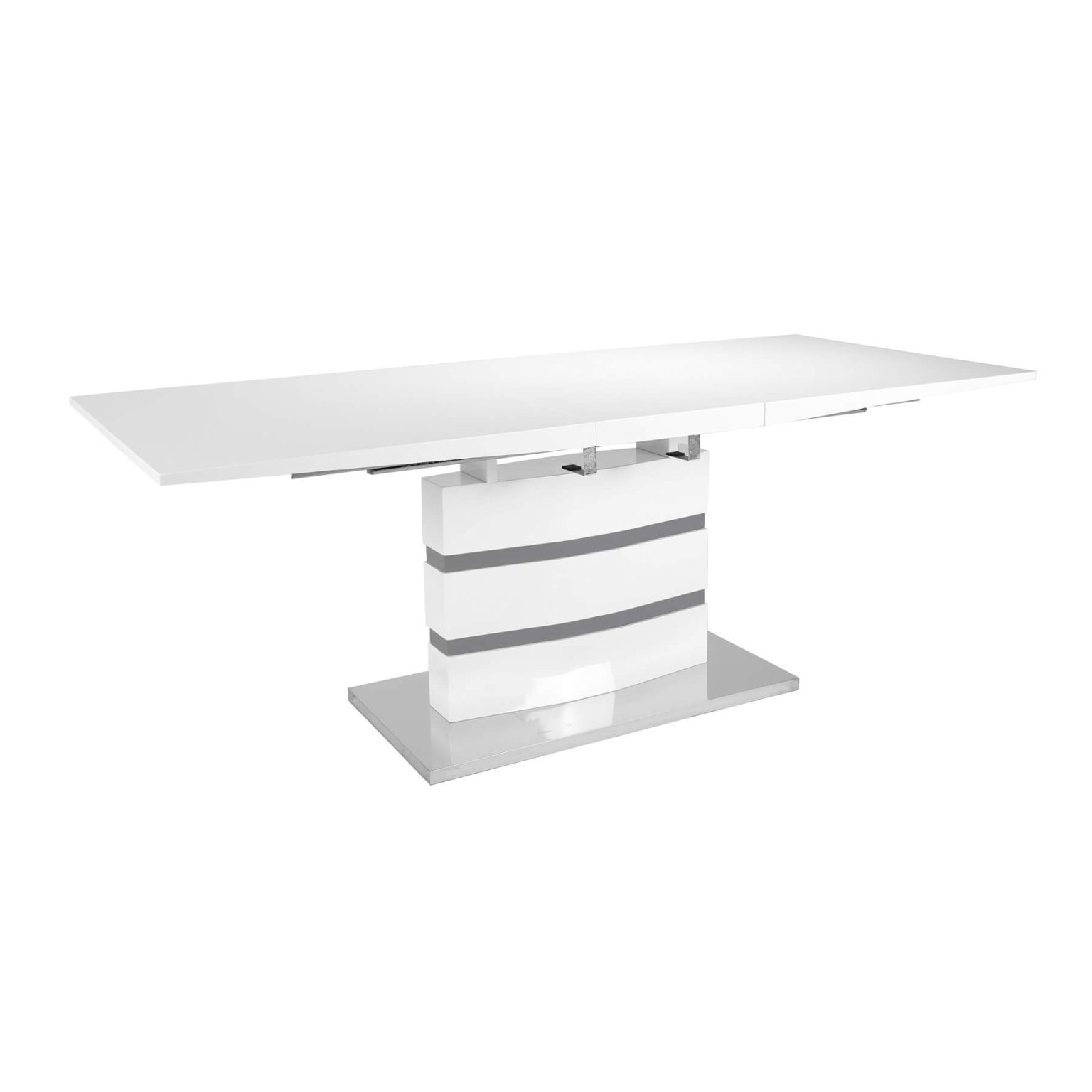 Leona High Gloss Ext Dining Table White & Grey Heartlands Furniture