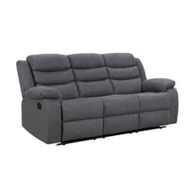 Turin Recliner Fabric 3 Seater Grey Dark - Image 2