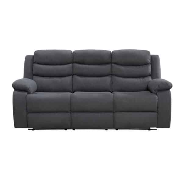 Turin Recliner Fabric 3 Seater Grey Dark