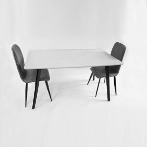 Belgium Large Dining Table White with Black Legs