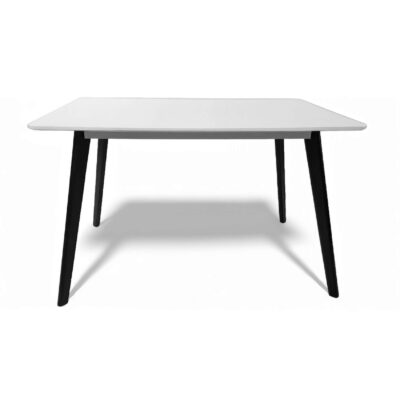 Belgium Medium Dining Table White with Black Legs - Front View