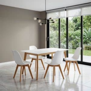 Belgium Medium Dining Table White with Beech legs