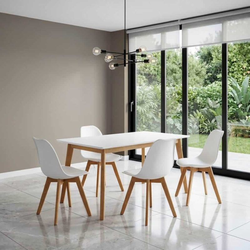 Belgium Medium Dining Table White with Beech legs