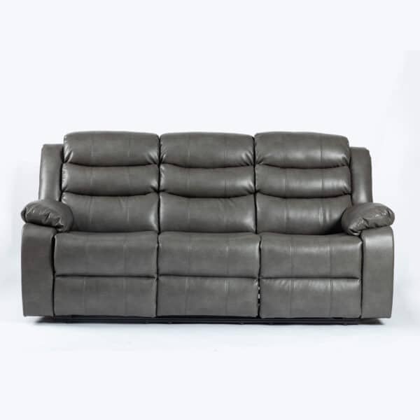Turin Recliner Leather Aire 3 Seater Grey