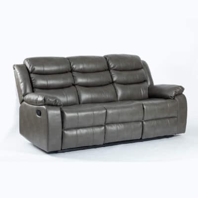 Turin Recliner Leather Aire 3 Seater Grey - Image 3