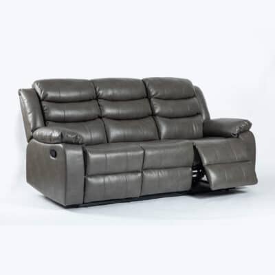 Turin Recliner Leather Aire 3 Seater Grey - Image 2