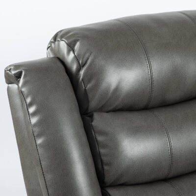 Turin Recliner Leather Aire 3 Seater Grey - Image 4