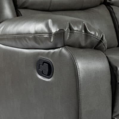 Turin Recliner Leather Aire 3 Seater Grey - Image 5