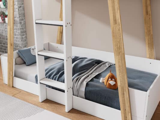 Jerry Bunk Bed White & Oak - Image 3