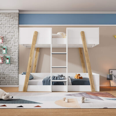 Jerry Bunk Bed White & Oak - Image 2