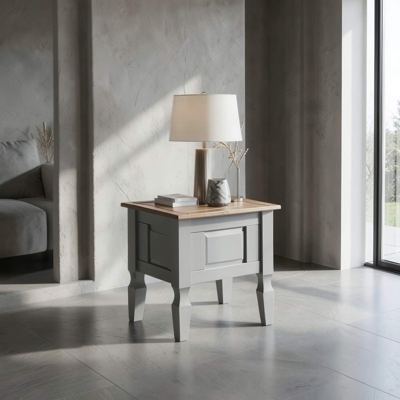 Corona Lamp-Table-No-Drawer_Grey